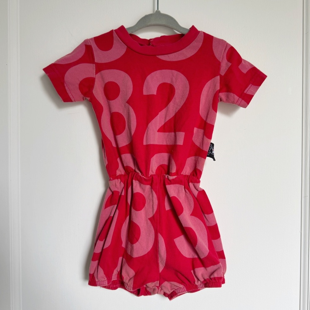 Nununu Number Shorts Romper – Red